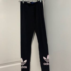 Adidas black leggings with logo on bottom